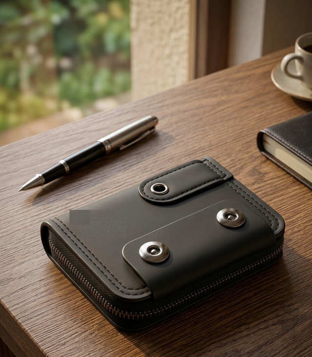 Drpshippr men's card holder wallet with multiple card slots, sleek design, and compact size for easy carrying.