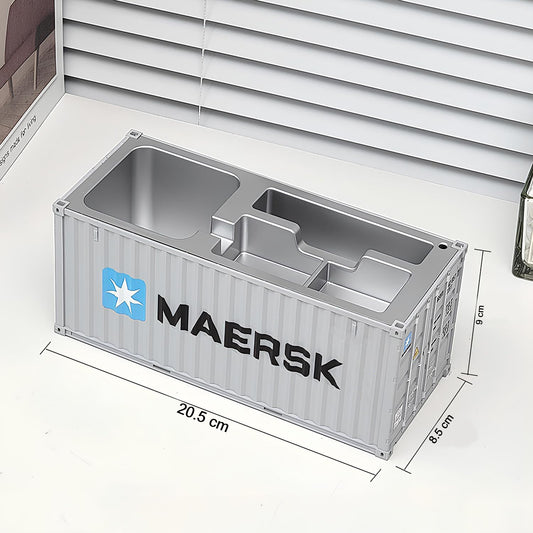 Wukusy container-style multi-compartment desk organizer with several compartments for office supplies on a clean desk surface.