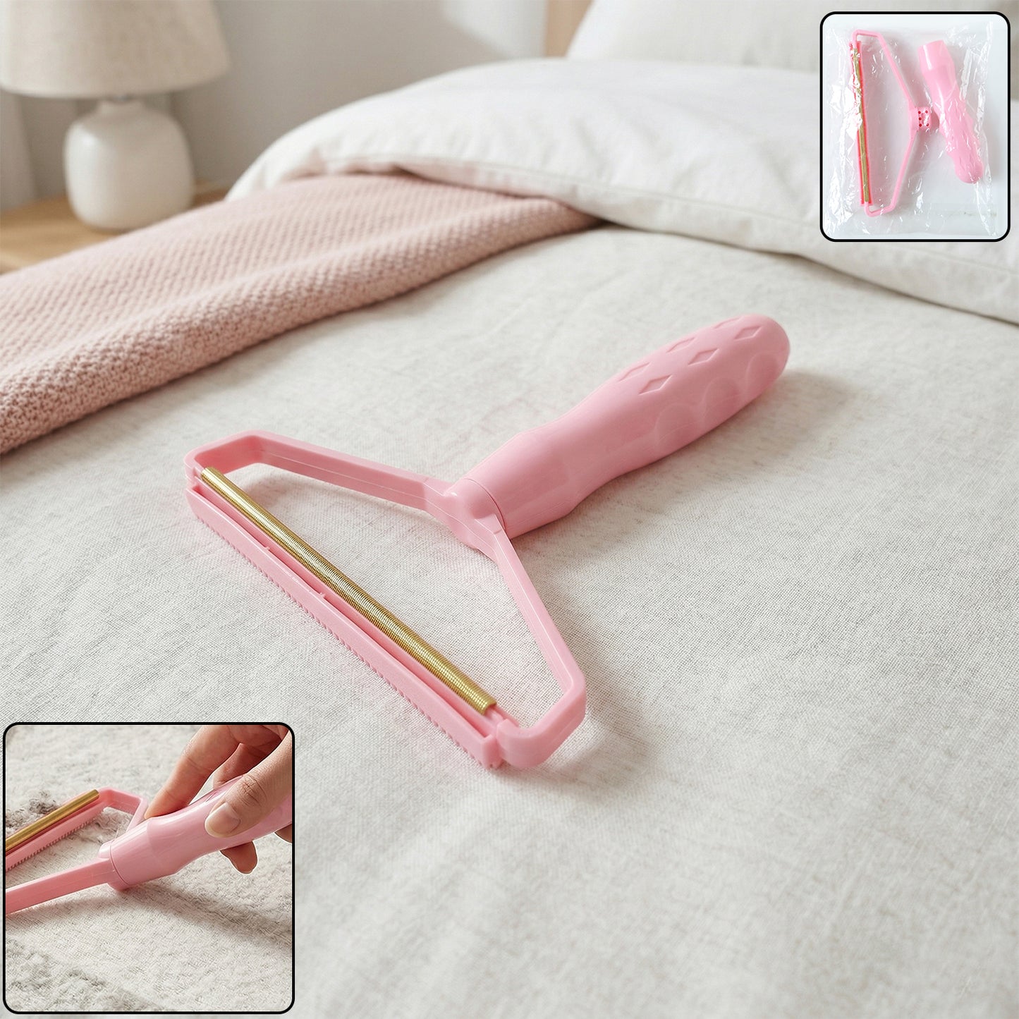 Reusable lint remover fabric hair remover roller by Wukusy, showing a close-up of the handheld lint and hair removal tool.