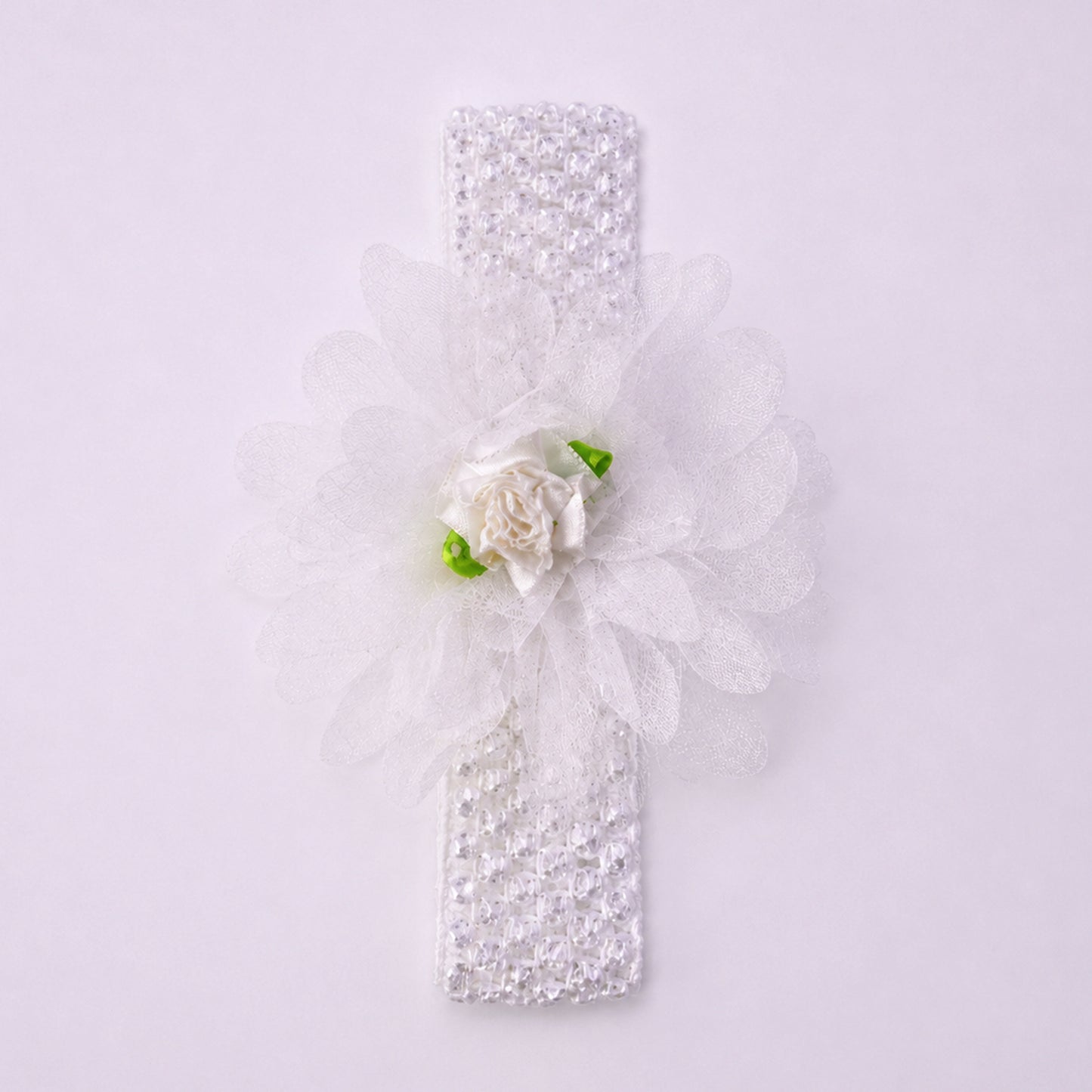 Cute Wukusy soft elastic floral baby headband, stylish stretchable hair accessory for infants with colorful flower design.