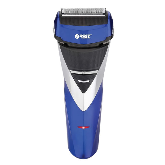 Wukusy Orbit rechargeable electric foil shaver with two heads and pop-up trimmer for face and body grooming.