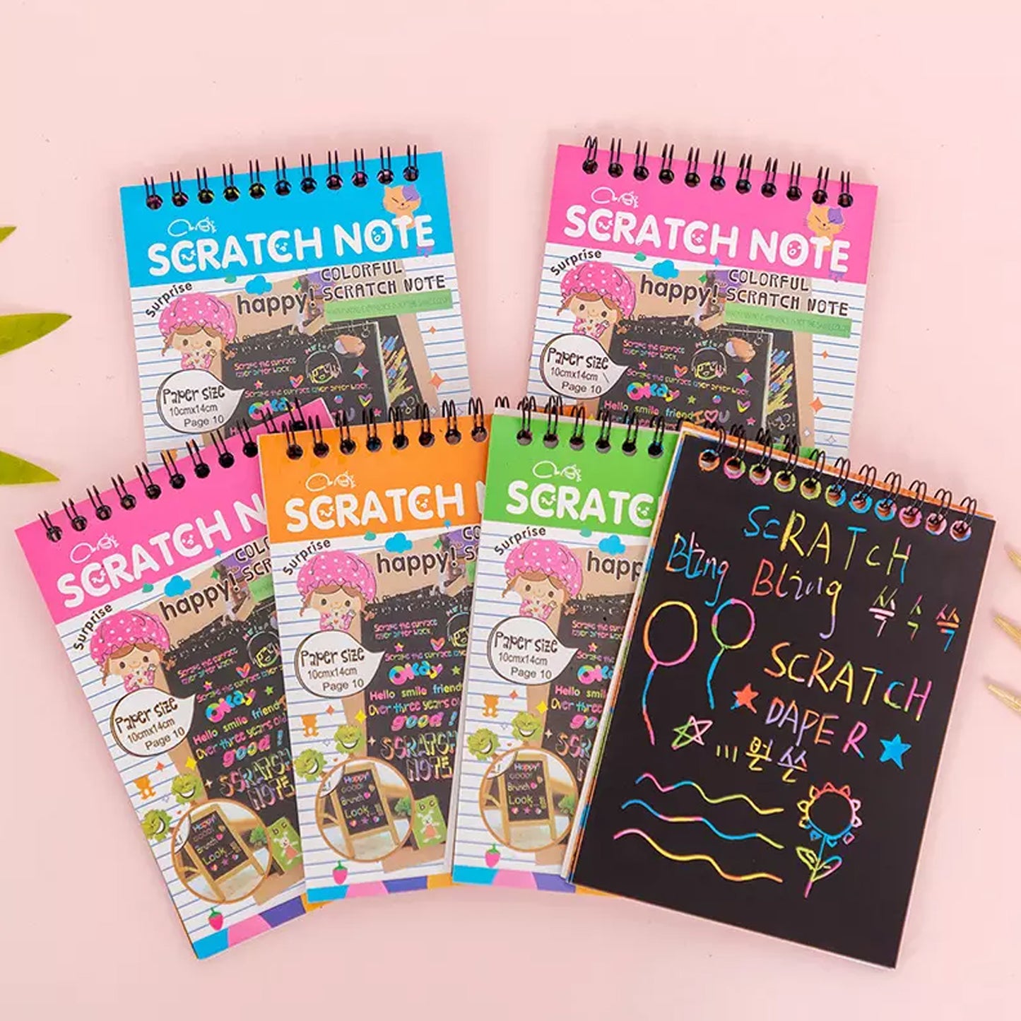 Wukusy Crafts Rainbow Art Scratch Paper Book with 10 colorful pages, children's toy for creative art projects.