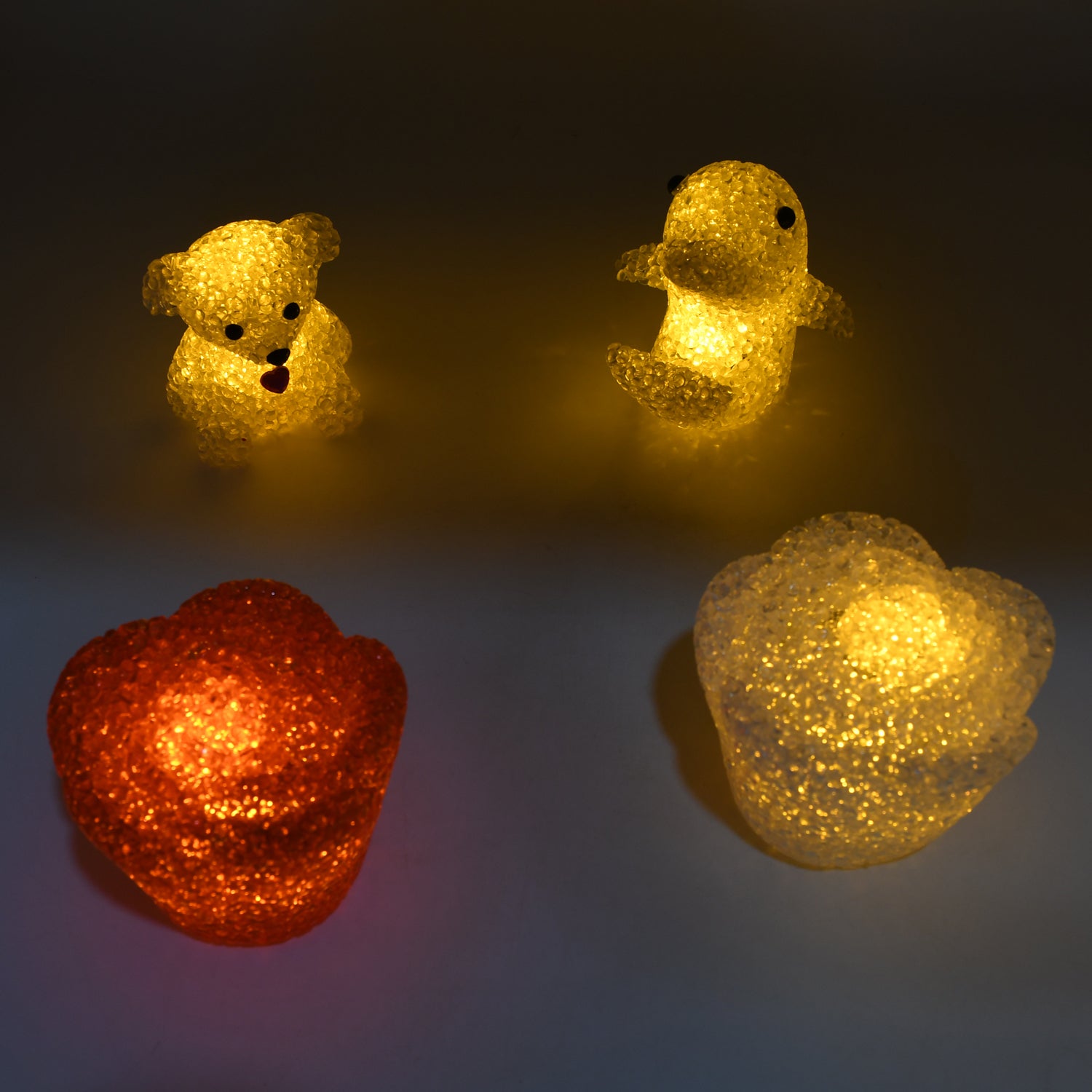 Set of six Wukusy multi-shape LED crystal night lights with small lamps, ideal for home decor and ambient lighting.