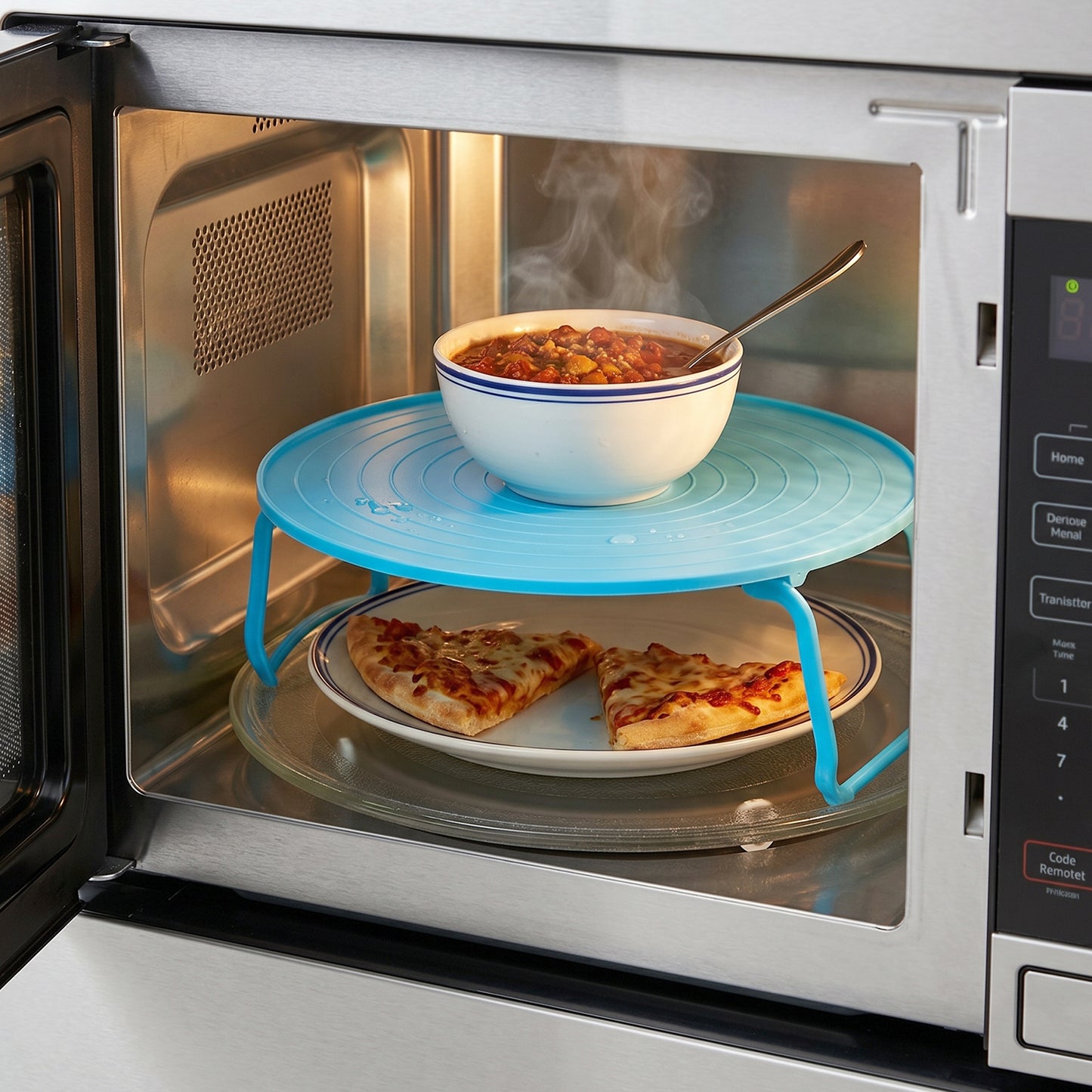 Wukusy decorative non-slip plastic serving tray with stand, showing a sleek tray resting on a sturdy stand.