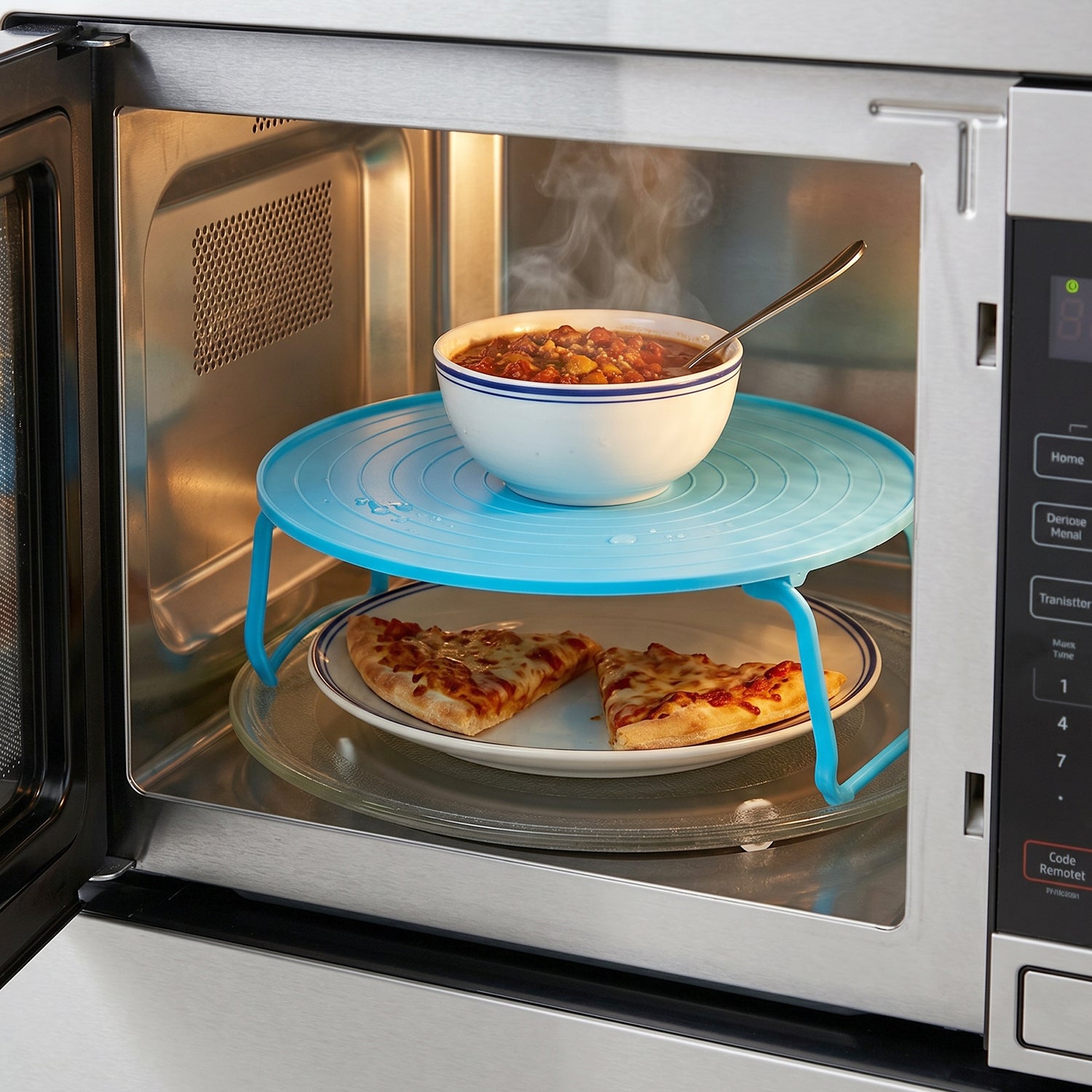 Wukusy decorative non-slip plastic serving tray with stand, showing a sleek tray resting on a sturdy stand.