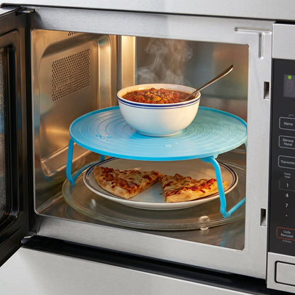 Wukusy decorative non-slip plastic serving tray with stand, showing a sleek tray resting on a sturdy stand.