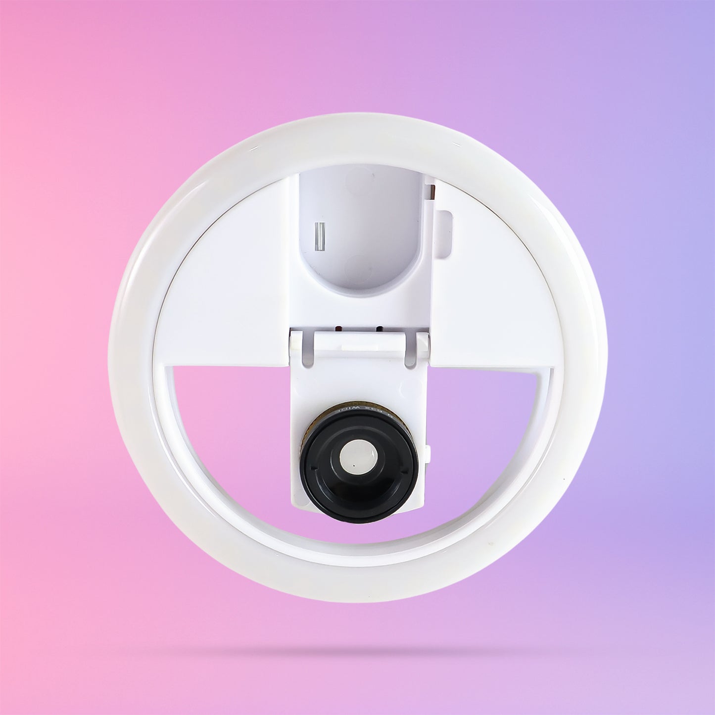 Wukusy selfie flash ring light with 3 brightness levels, mounted on a smartphone for enhanced mobile selfies.