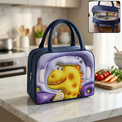 Wukusy insulated kids lunch bag with colorful design, perfect for school, picnics, and travel, featuring a spacious interior.