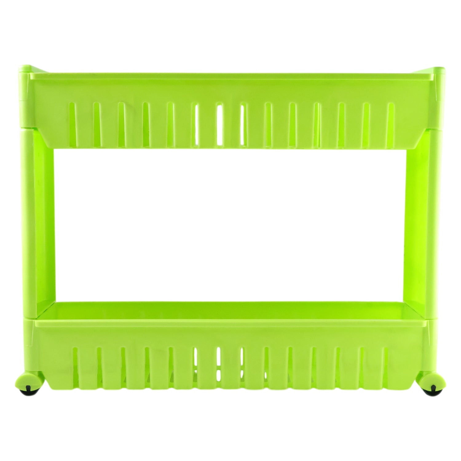Wukusy Prexo plastic 2-layer slim storage rack with wheels, featuring a sleek design and sturdy construction for versatile organization.