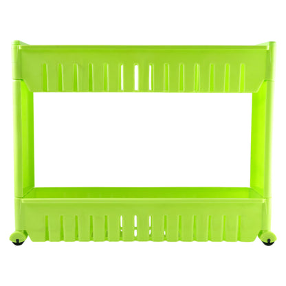 Wukusy Prexo plastic 2-layer slim storage rack with wheels, featuring a sleek design and sturdy construction for versatile organization.