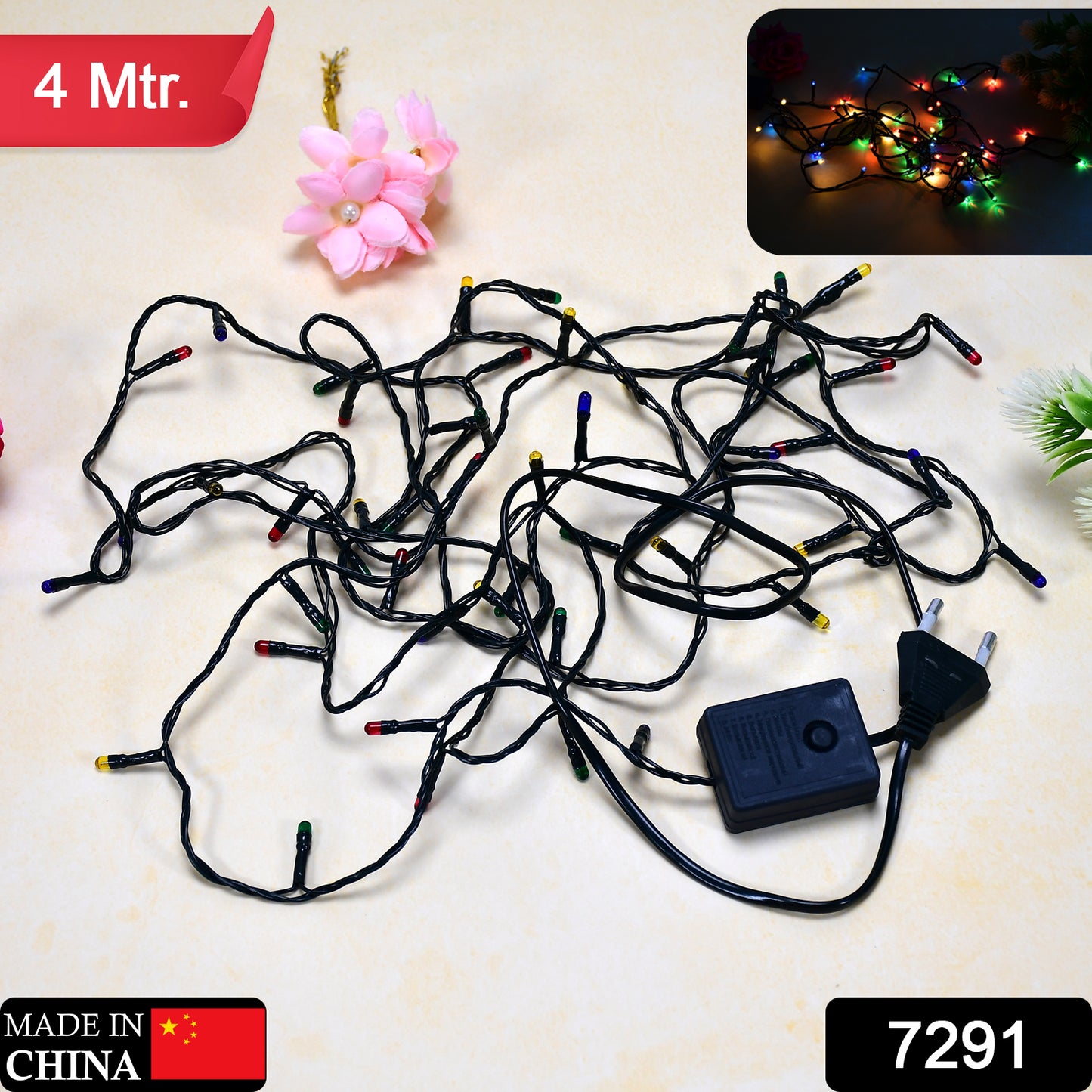 Wukusy 4-meter multicolor LED string light for home decor, with festive and vibrant lighting perfect for celebrations and decoration.