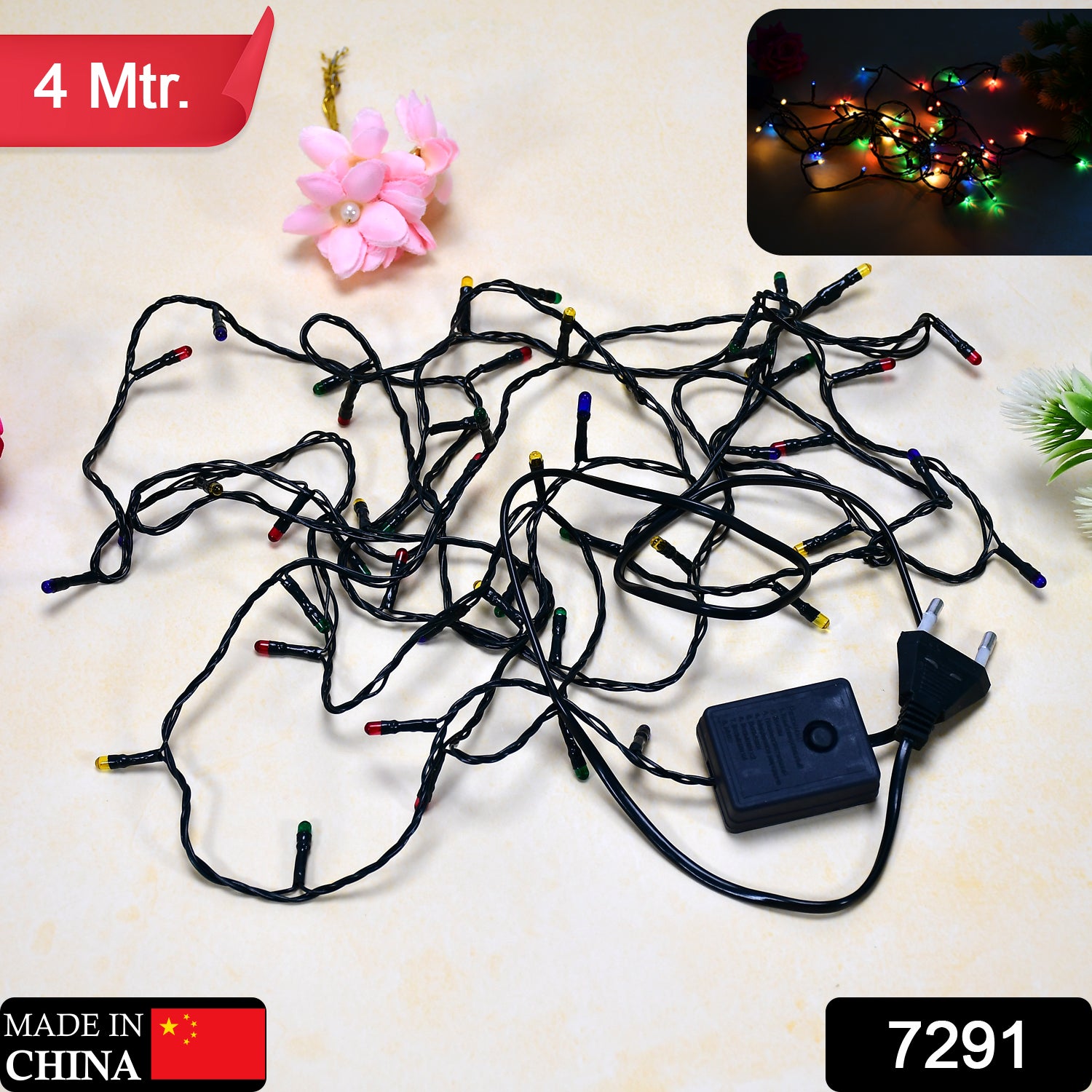 Wukusy 4-meter multicolor LED string light for home decor, with festive and vibrant lighting perfect for celebrations and decoration.