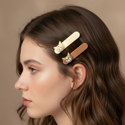 Set of four Wukusy cute cartoon animal face decorative hair clips featuring colorful animal designs for kids and fashion use.