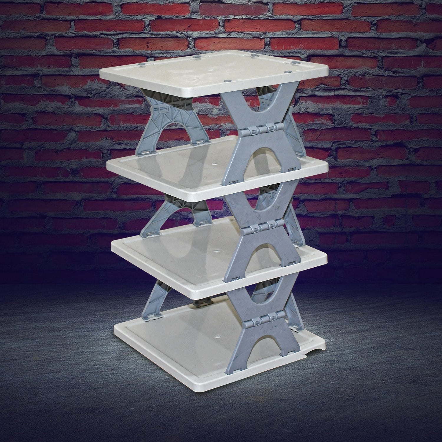 Wukusy collapsible plastic shoe rack with 4, 6, or 8 layers, free-standing home shoe storage organizer for entryway.