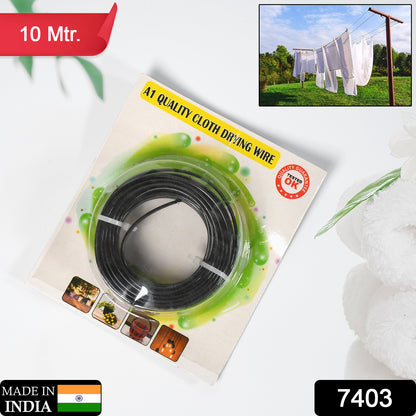 Wukusy 7403 cloth drying wire, 10m high-quality metal wire for home gardening and outdoor drying use.