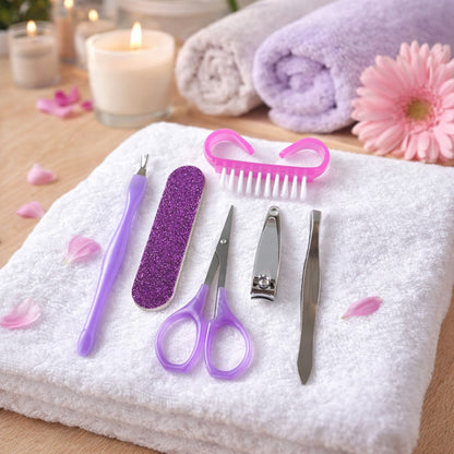 Wukusy 6-in-1 manicure and pedicure nail care kit with various tools for grooming and nail maintenance.