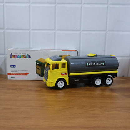 Wukusy Funwoods water tanker toy truck in bright colors, detailed plastic construction, designed for children’s imaginative play