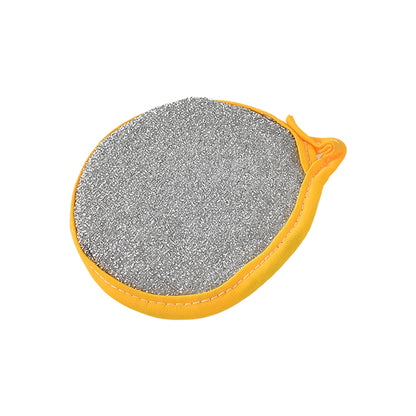 Wukusy double-sided dishwashing sponge and brush for kitchen cleaning, with a textured scrubbing side and a soft sponge side.
