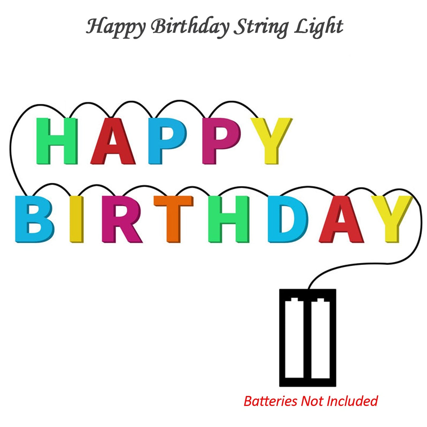 Wukusy 4815 Decoratives Plastic Happy Birthday 13 LED multicolor battery-operated string lights for outdoor home decor.