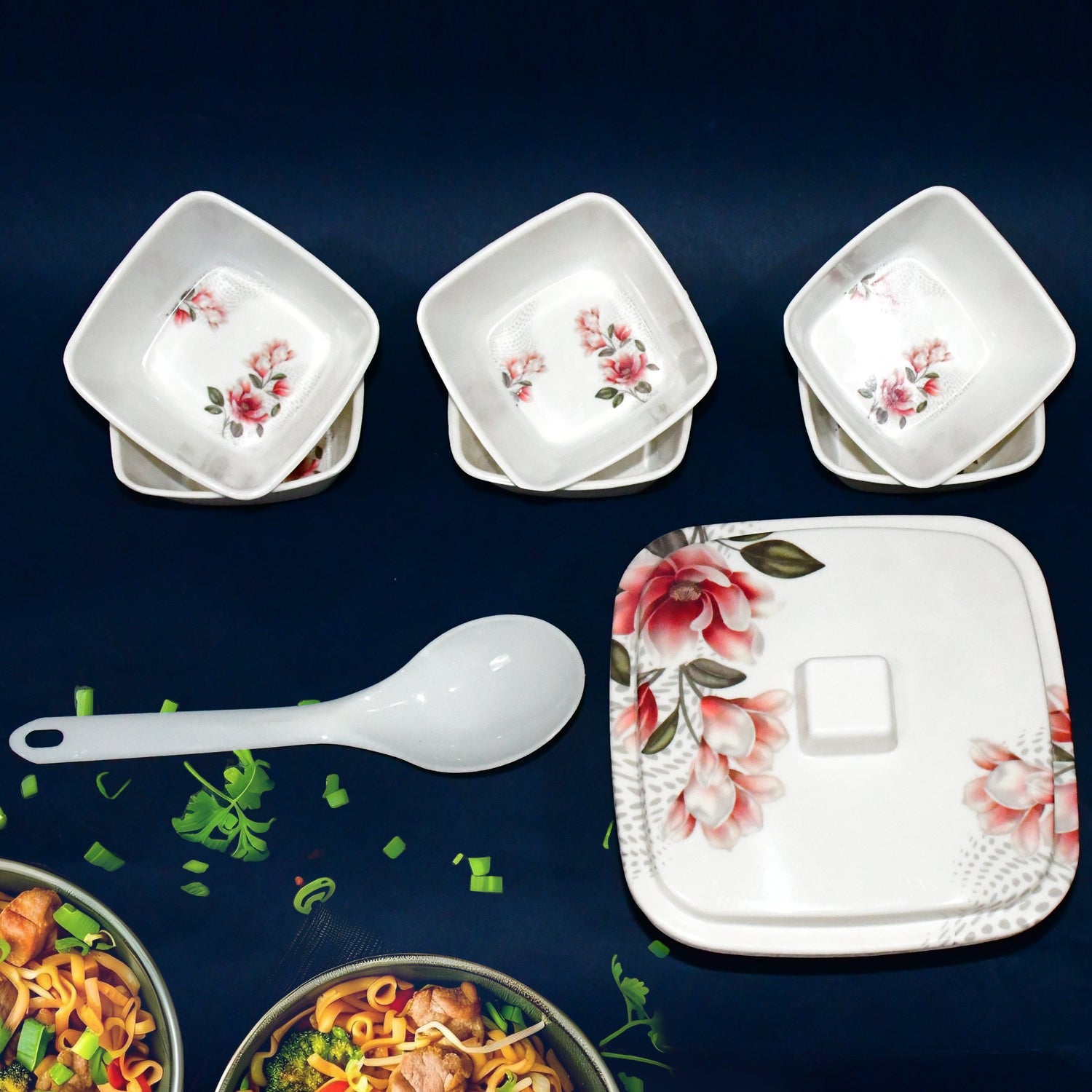 Wukusy Hector high-quality 9-piece dinner pudding set with elegant plates and bowls for home and kitchen use