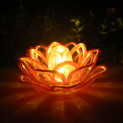 Set of 6 lotus-shaped LED flameless candles from Wukusy, decorative home decor with soft glowing light and elegant floral design.