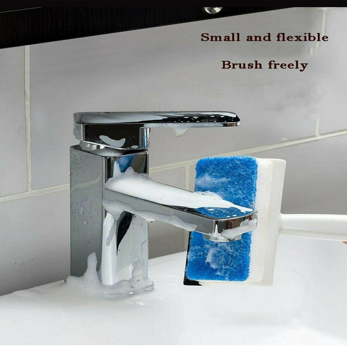 Wukusy 2-in-1 glass wiper and cleaning brush for mirrors, tiles, and windows with double-sided design for bathroom and home use.