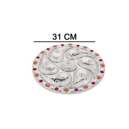Wukusy 2075 multipurpose 7-compartment rotating dry fruit and snack serving tray with colorful compartments for kitchen storage.