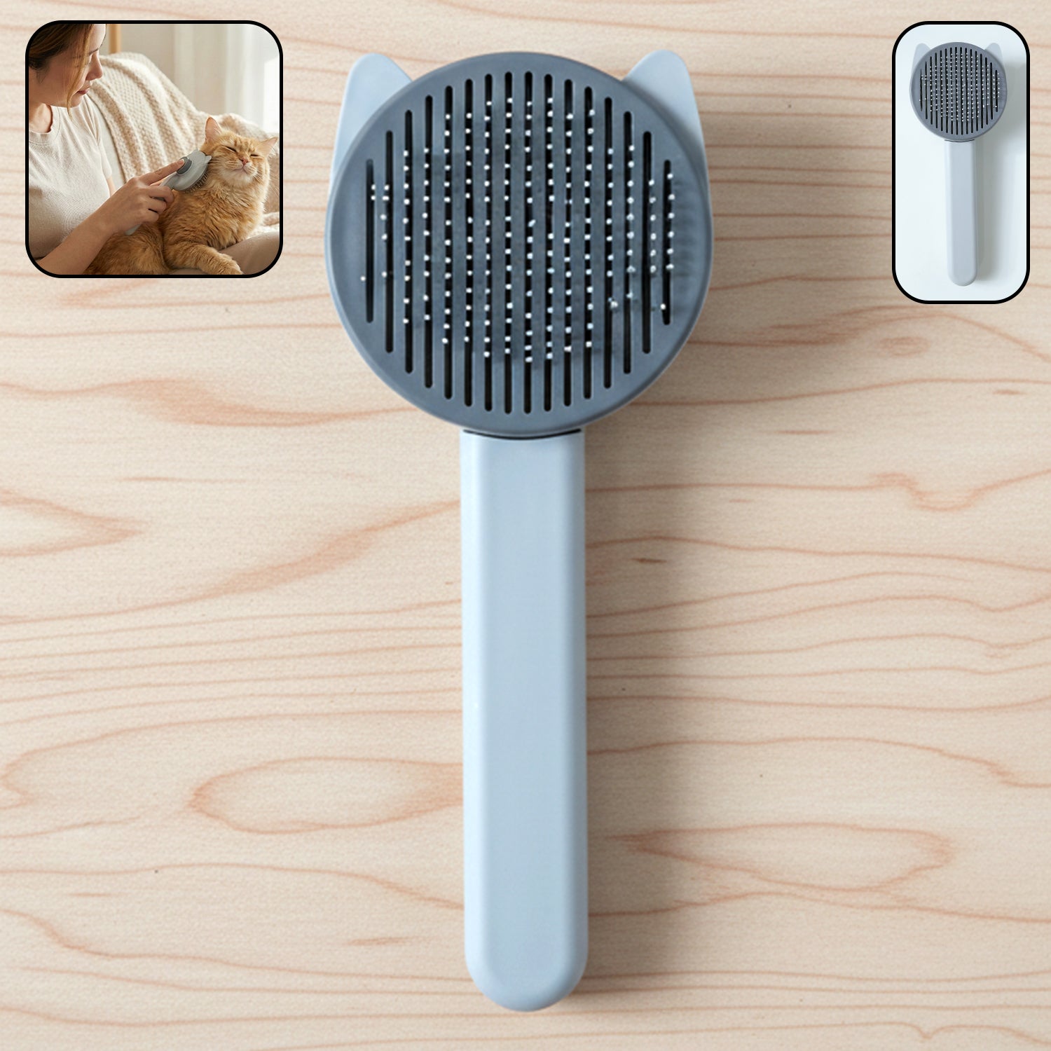 Wukusy soft pet hair removal needle comb with fine metal teeth for grooming and detangling pets' fur.