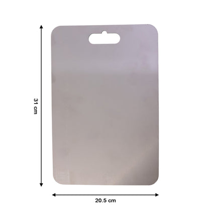 Large stainless steel chopping cutting board by Wukusy, durable and sleek surface for food prep and kitchen use.