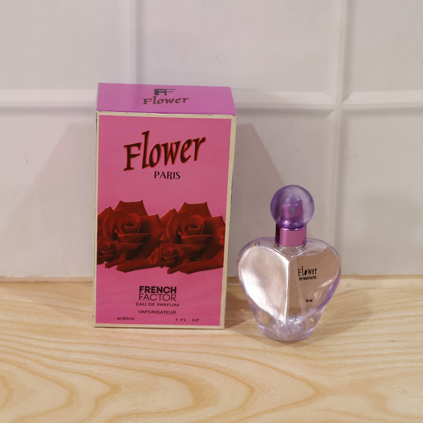 Wukusy Flower Paris Heart-shaped Eau De Perfume bottle, 30ml, with floral design and elegant packaging.
