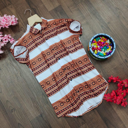 Cotton printed men's casual shirt with half sleeves from AD Fashion, regular fit, stylish for everyday wear.