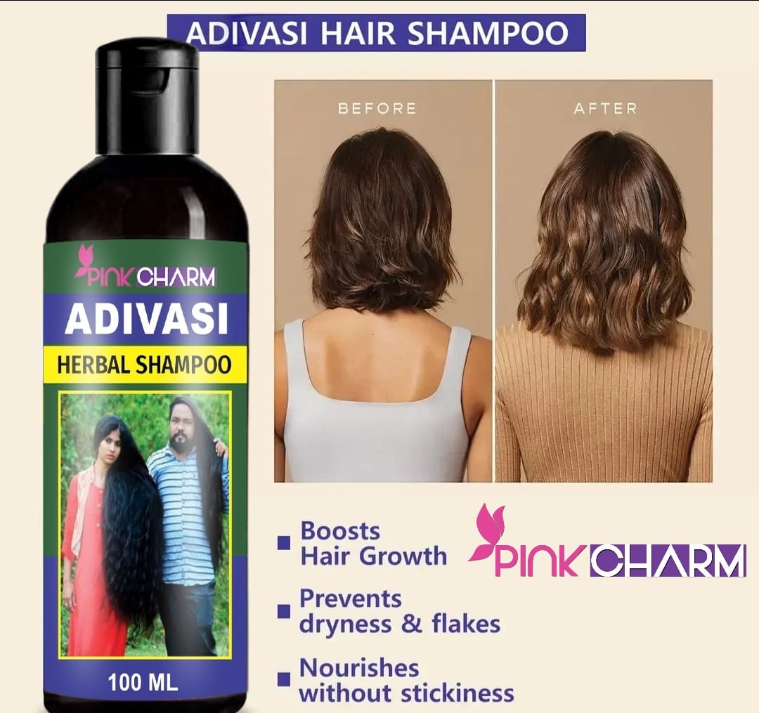 Adivasi Herbal Hair Shampoo bottle from Drpshippr, featuring natural herbal ingredients for healthy hair care.