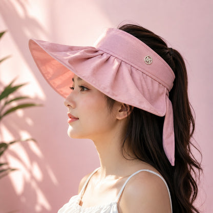Wukusy women's wide brim sun visor cap with adjustable strap in random color, ideal for summer outdoor protection.