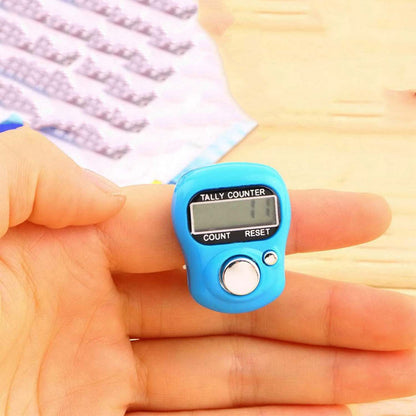 Wukusy digital finger tally counter for sports, showing a close-up of the compact device with numeric display and finger strap.
