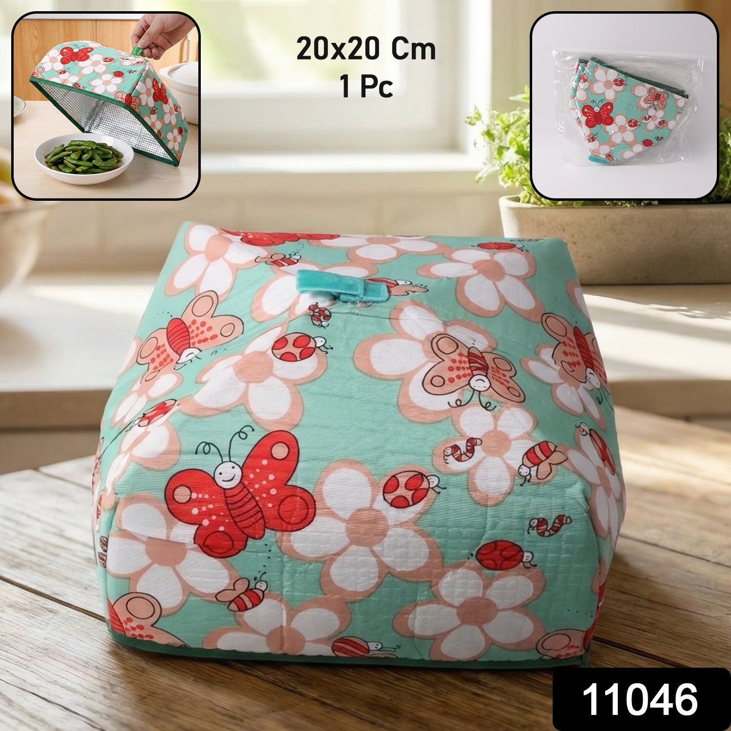 Wukusy foldable food cover, 20x20 cm, collapsible mesh cover for protecting food from insects and dust.