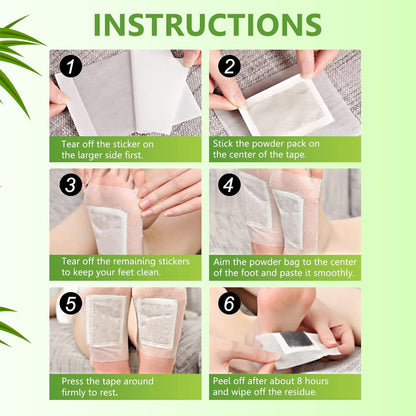 Wukusy Kinoki Cleansing Detox Foot Pads with ginger and salt, 10 white free size patches for foot detoxing and cleansing.