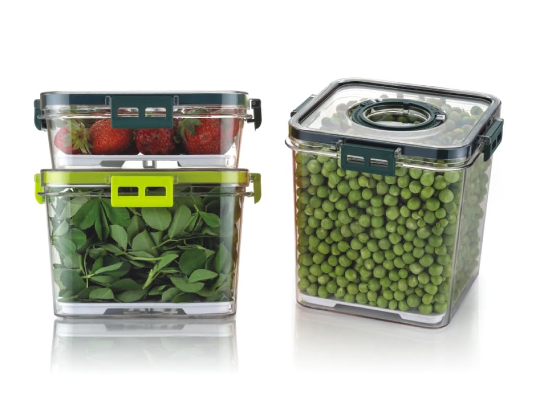 Set of transparent, air-tight kitchen storage containers from Drpshippr for organized home kitchen organization.