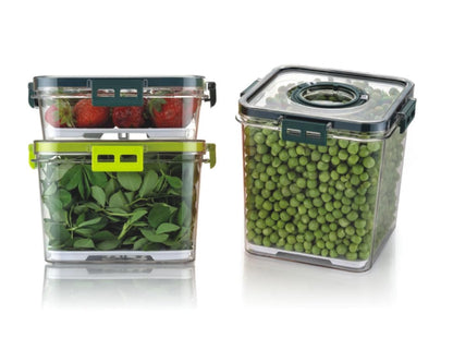 Set of transparent, air-tight kitchen storage containers by Drpshippr for organized home and pantry organization.