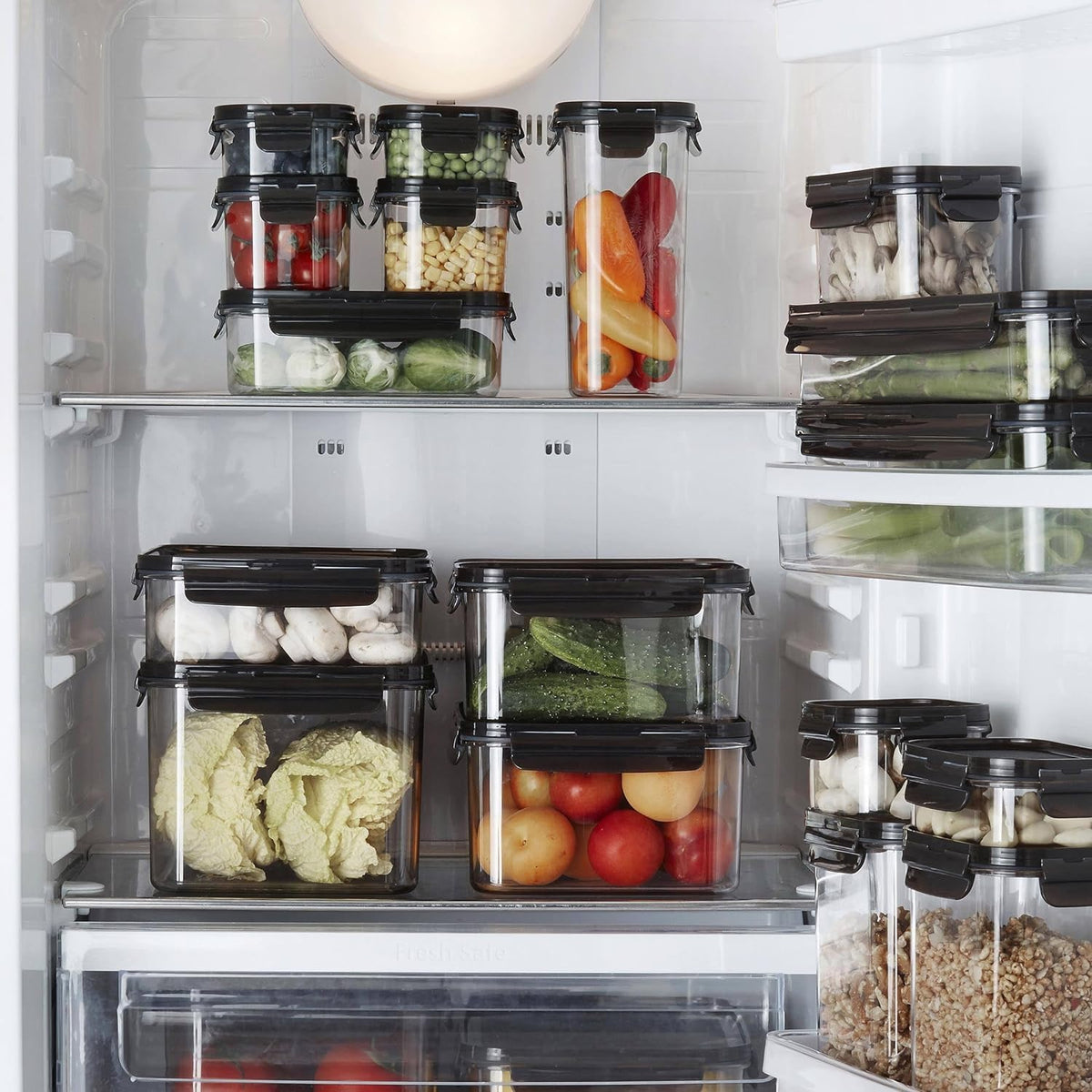 Set of four 450 ml airtight food storage containers from Drpshippr, made of clear plastic with secure lids for kitchen organization.
