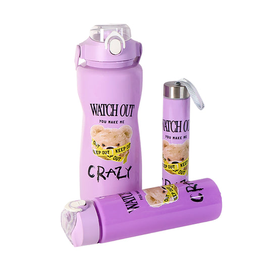Set of Wukusy premium water bottles in 2000ml, 900ml, and 300ml for home improvement, made of durable, clear plastic.