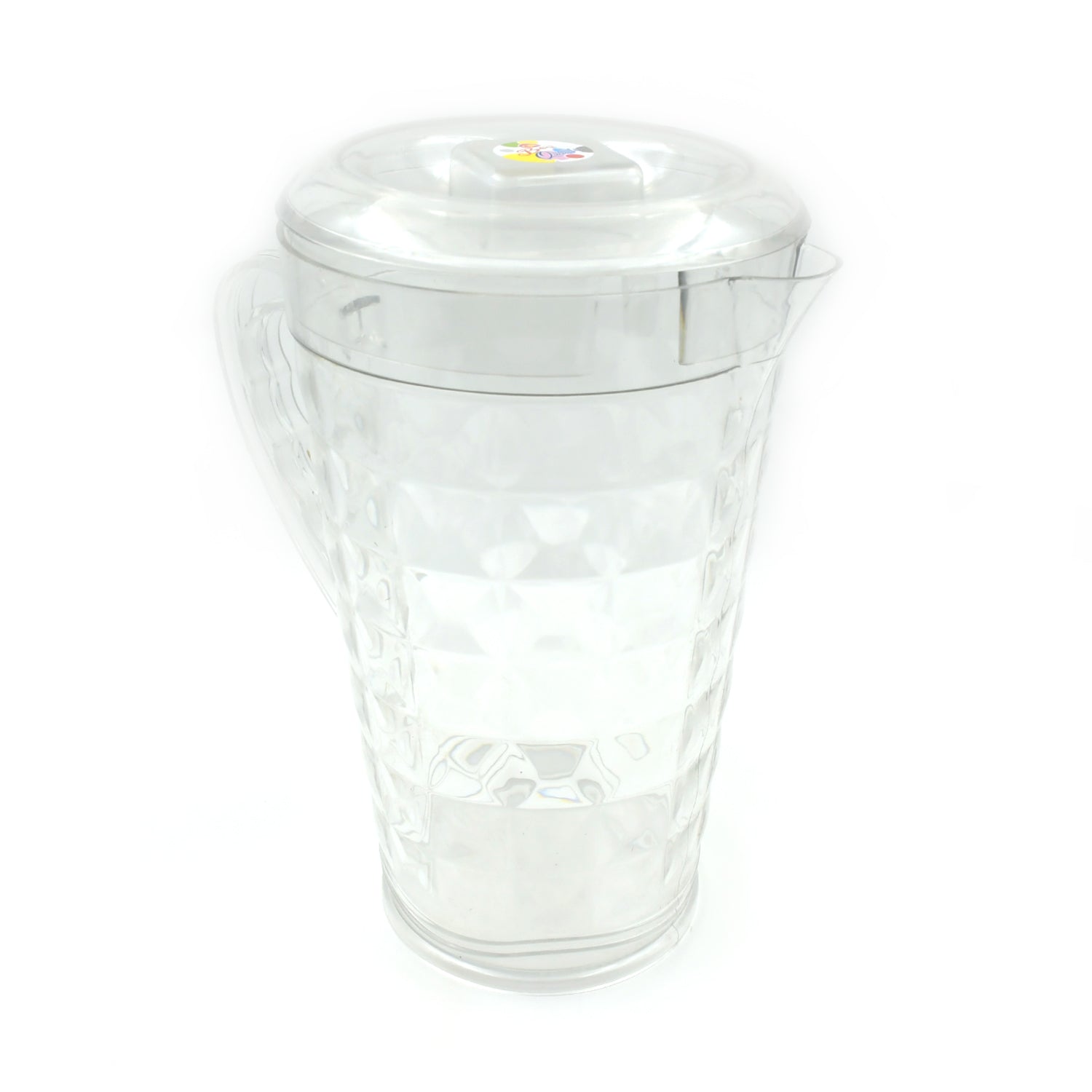 Wukusy 3692 Mocktail Pet Plastic Jug with lid, transparent reusable water pitcher for home or restaurant use.