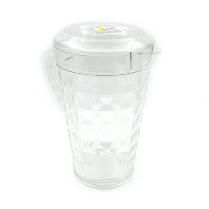 Wukusy 3692 Mocktail Pet Plastic Jug with lid, transparent reusable water pitcher for home or restaurant use.