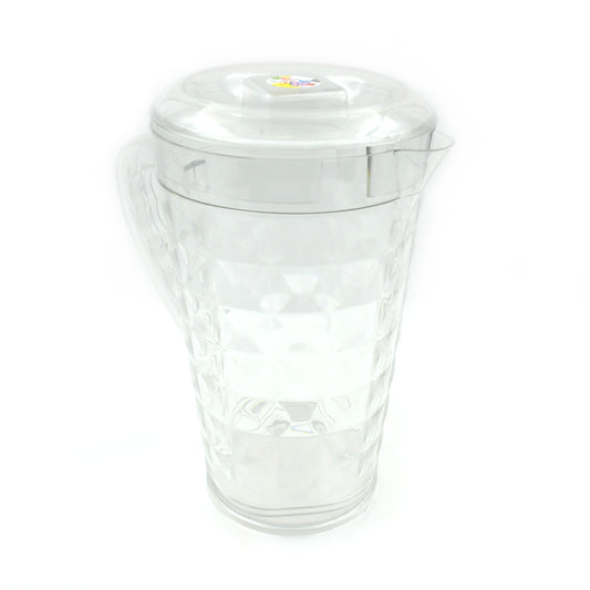 Wukusy 3692 Mocktail Pet Plastic Jug with lid, transparent reusable water pitcher for home or restaurant use.
