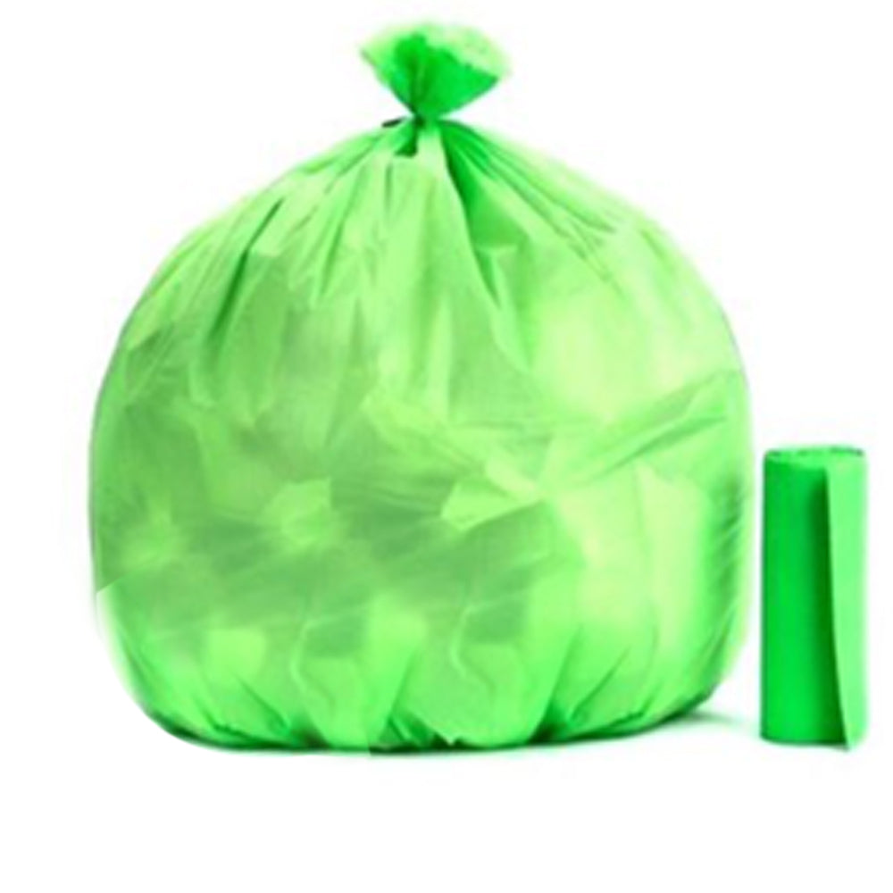 Green biodegradable eco-friendly garbage trash bag roll from Wukusy, 19x21 inches, suitable for home waste disposal.