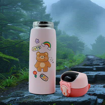 Wukusy smart insulated water bottle with LED temperature display, 450ml capacity, stainless steel design and transparent body