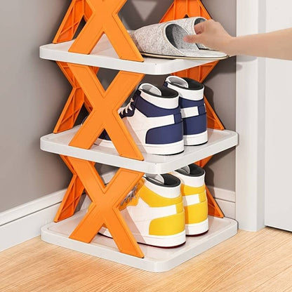 Wukusy 5-tier shoe stand rack with stable structure, ideal for small closets or entryways, offering space-saving shoe storage