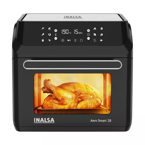 Seasons Inalsa Aero Smart 18L air fryer with digital controls and spacious interior for healthy frying.