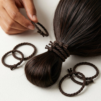 Wukusy braided elastic hair bands set with multiple colorful stretch hair ties on a white background