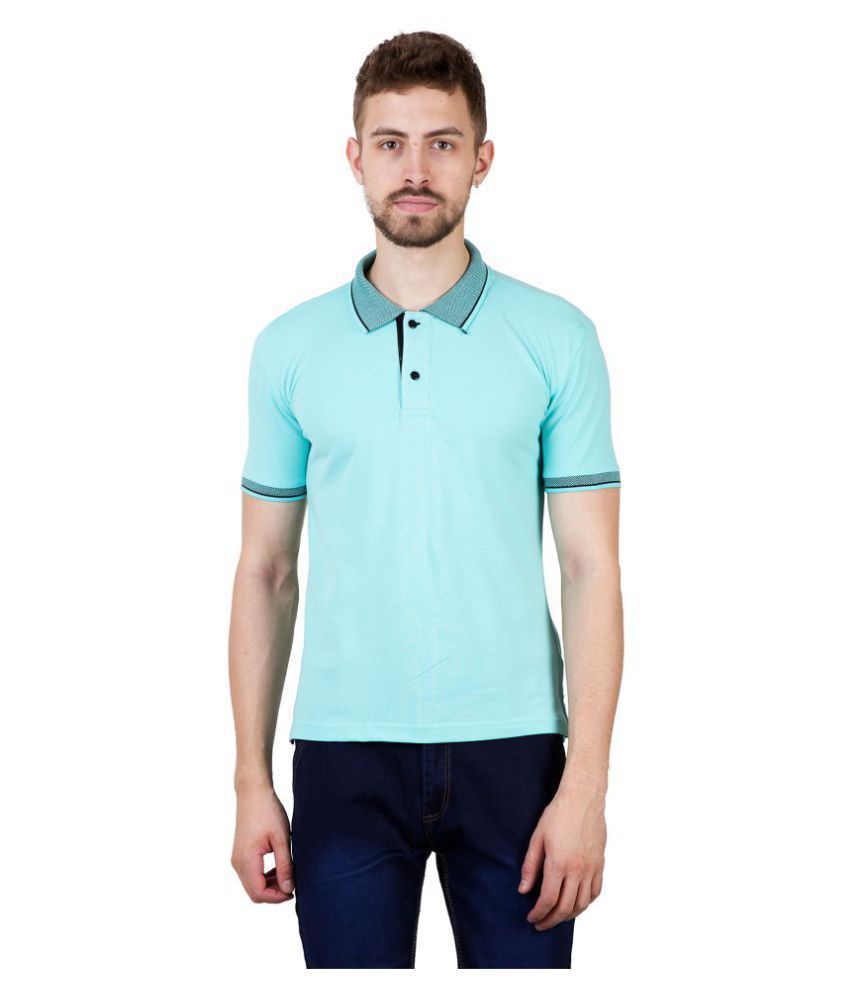 ATHLIV 100 Percent Cotton Blue Plain Polo T Shirt