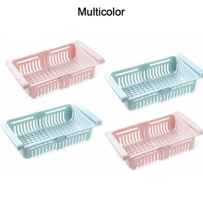 Wukusy 2336 expandable adjustable multipurpose fridge storage basket with handles, plastic organizer for fresh food storage